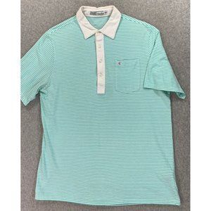 Criquet‎ PLAYERS Cotton Striped Short Sleeve Polo Shirt (Men's Large) Green